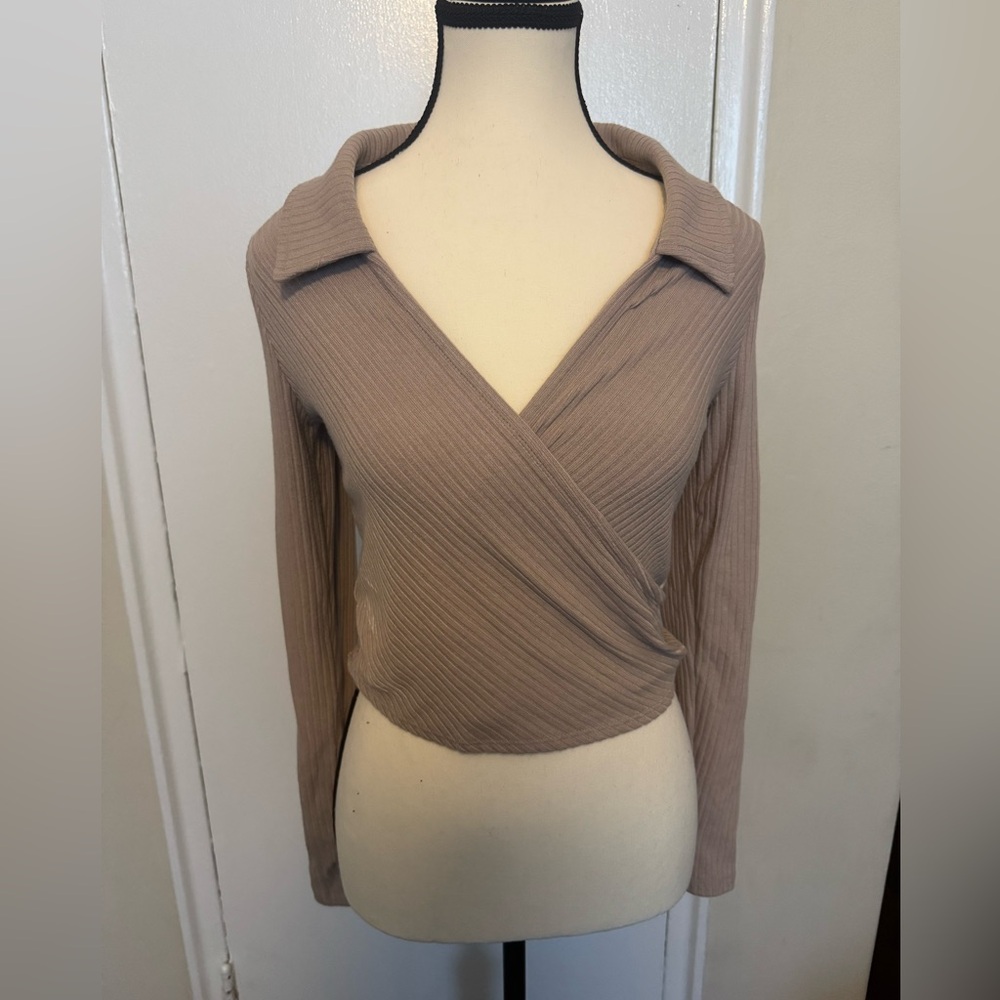 Abercrombie & Fitch Elegant Tan Wrap Top